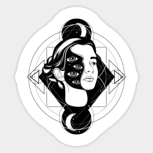 White and Grey Gothic Girl Sticker